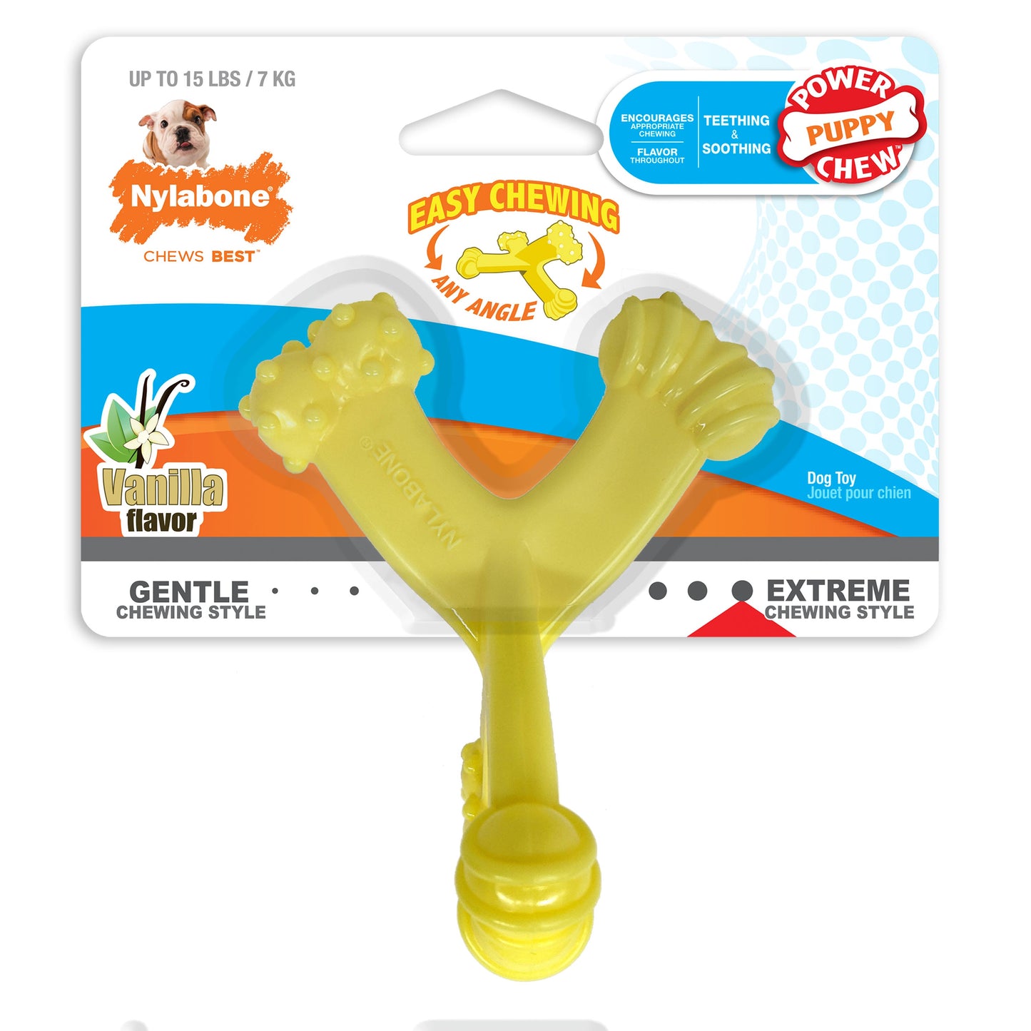 Nylabone Puppy Power Chew Axis Bone Nylon Chew Toy Vanilla, 1ea/SMall/Regular  Up To 25 Ibs. 1 ct