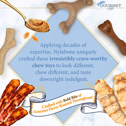 Nylabone Gourmet Style Strong Femur Puppy Chew Toy Bacon 1ea/SMall/Regular - Up To 25 Ibs.