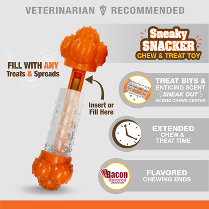 Nylabone Sneaky Snacker Dog Treat Toy Bacon, Orange, 1ea/Medium/Wolf  Up To 35 Lbs. 1 ct