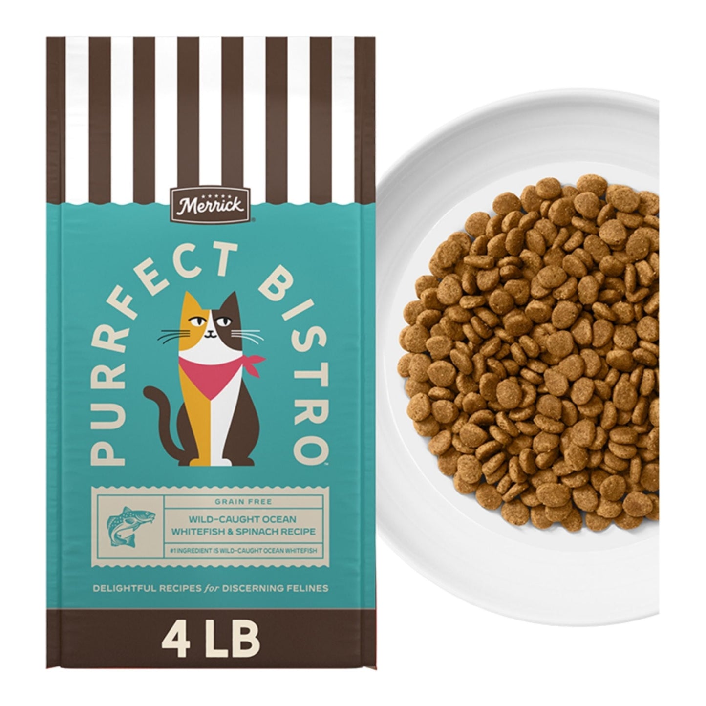 Merrick Cat Purrfect Bistro Grain Free Wild-Caught Ocean Whitefish and Spinach Recipe 4Lbs