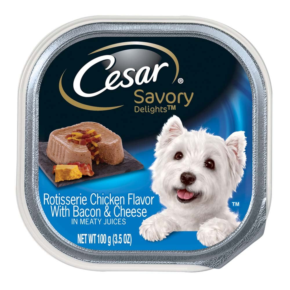 CESAR Savory Delights Rotisserie Chicken with Bacon & Cheese Dog Food 24ea/3.5oz