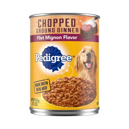 PEDIGREE Chopped Ground Dinner Filet Mignon canned Dog Food 12ea/13.2oz