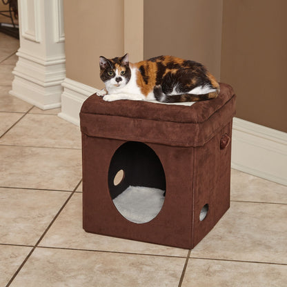 MidWest Homes for Pets Curious Cat Cube Suede Brown 1ea/15X15