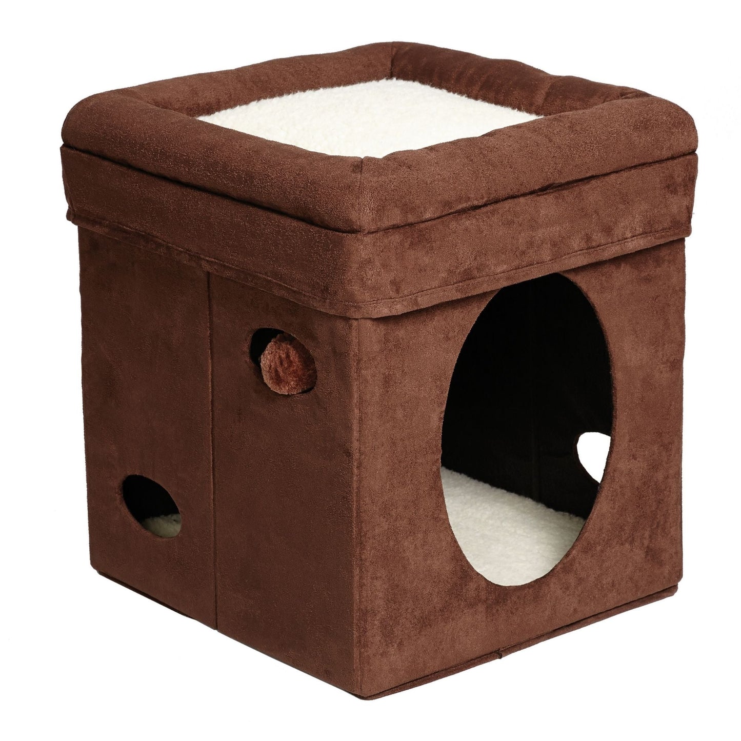 MidWest Homes for Pets Curious Cat Cube Suede Brown 1ea/15X15