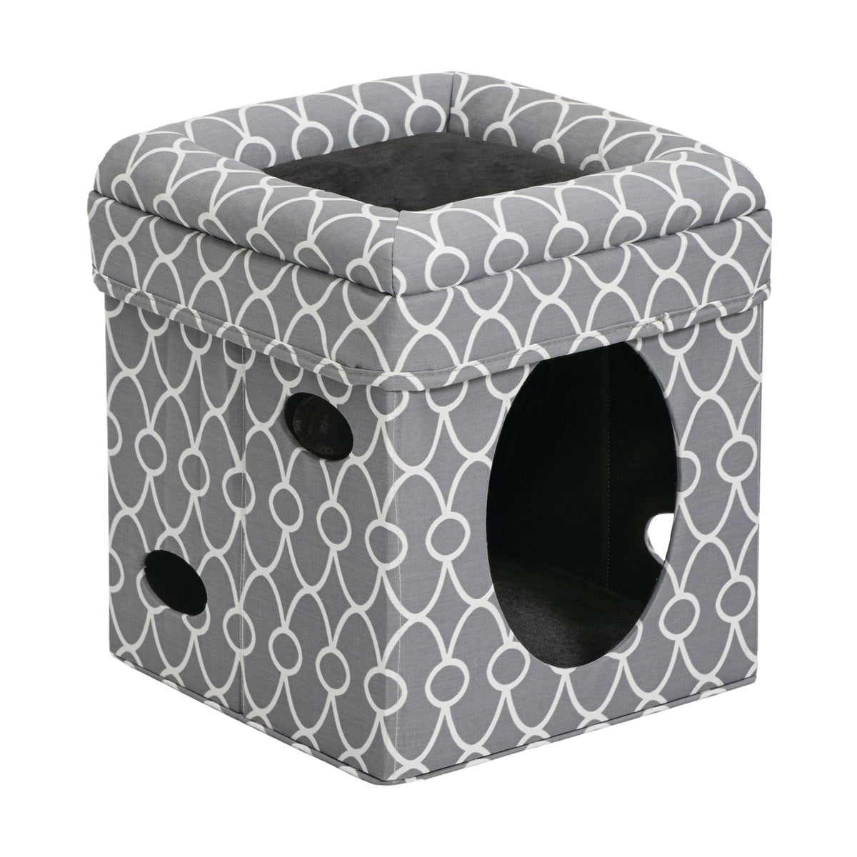 MidWest Homes for Pets Curious Cat Cube Gray Geo 1ea/15 X 15