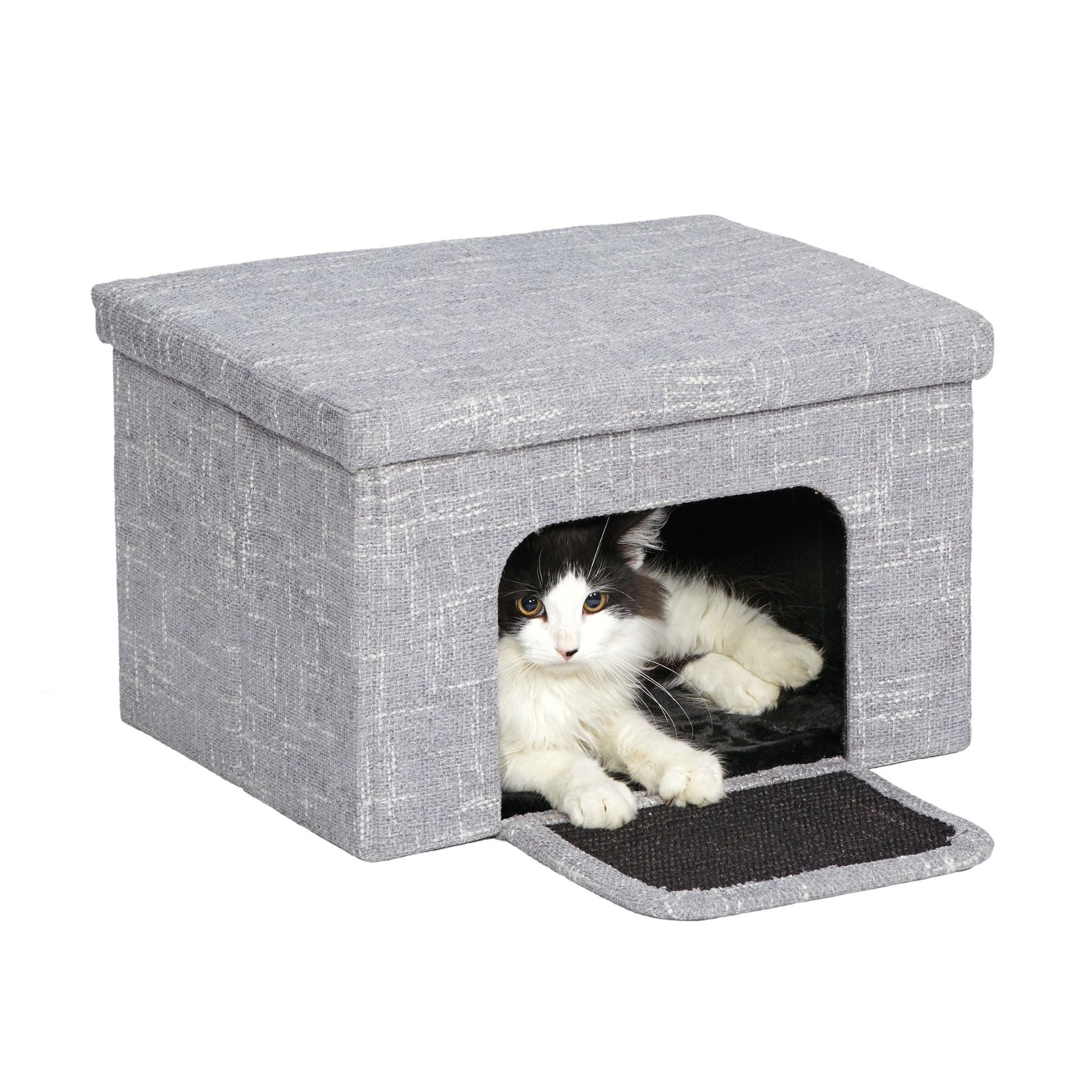 MidWest Homes for Pets Curious Cat Cube Cottage Silver 1ea/13 X 17 X 10.68in.