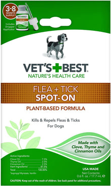 Vet's Best Flea & Tick Spot-On Plant Based Formula Large Dog Over 40lb 4ct