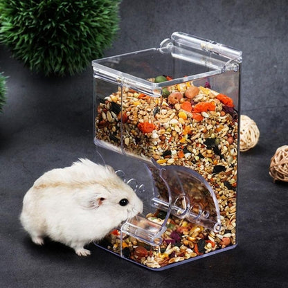 Transparent Plastic Hamster Feeder Food Box Innovative Fixable