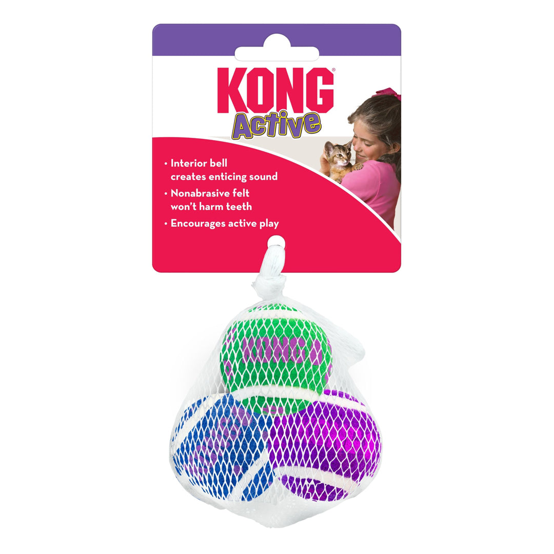 KONG Cat Active Tennis Balls with Bells Cat Toy