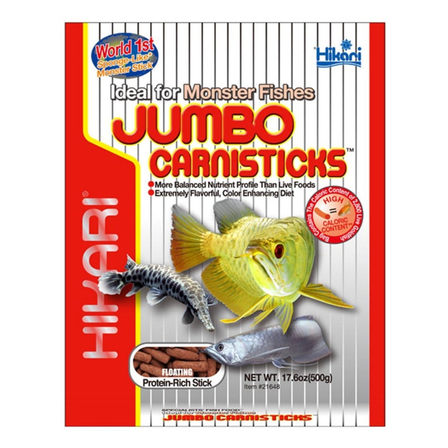 Hikari USA Jumbo CarniSticks Floating Fish Food 1ea/17.6 oz, Jumbo