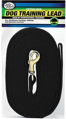 Four Paws Cotton Web Lead Black 15ft
