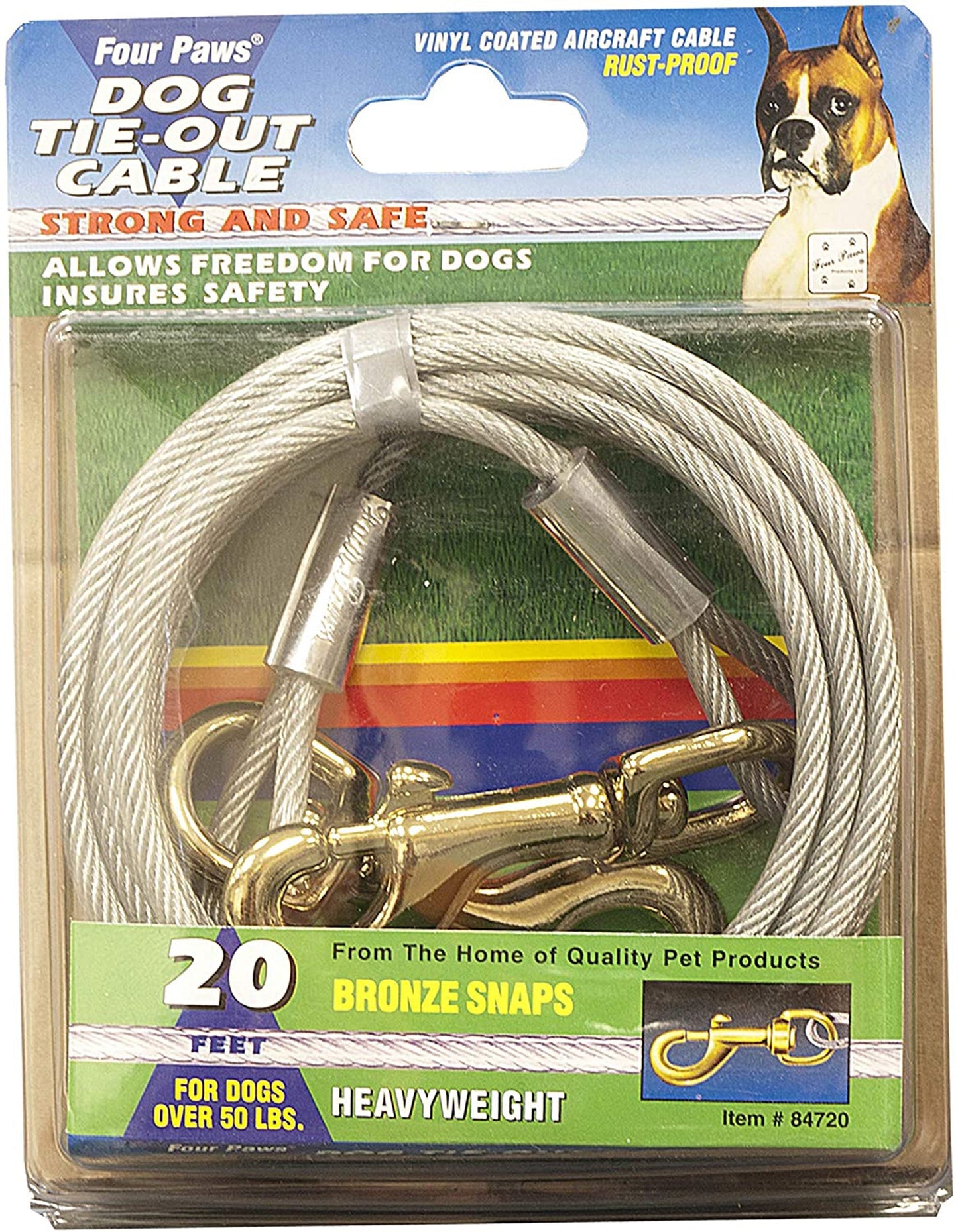 Four Paws Heavy Weight Dog Tie Out Cable Silver, 1ea/20 Foot