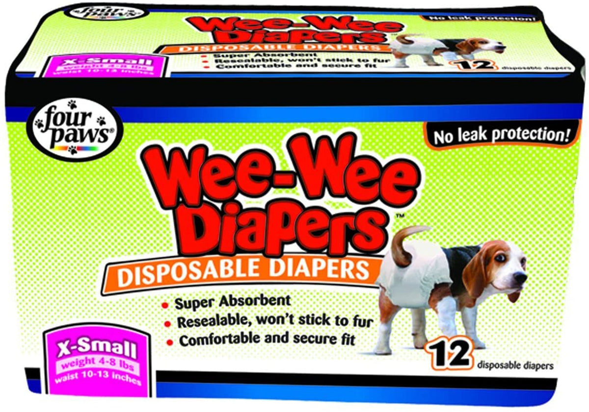 Four Paws Wee Wee Disposable Diapers Extra Small 12pk