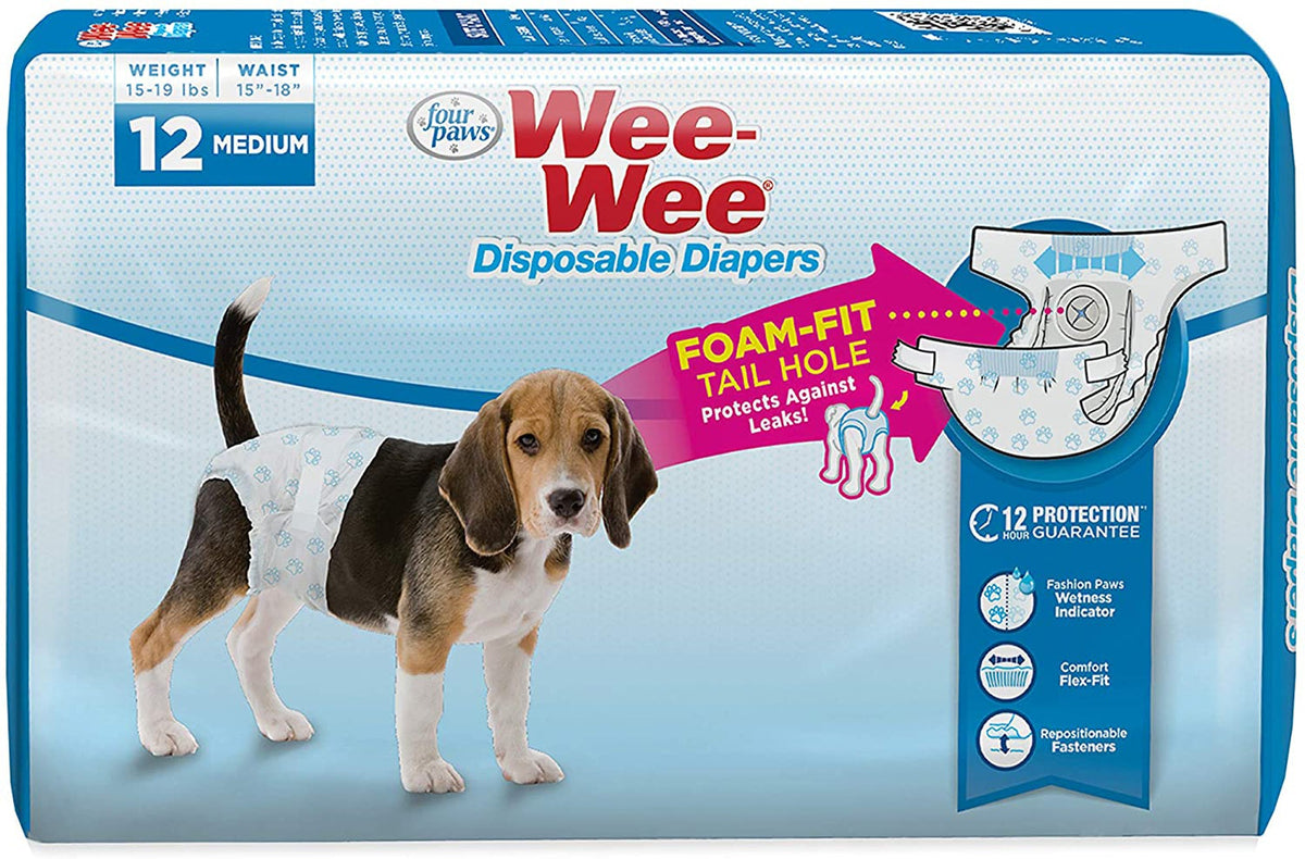 Four Paws Wee Wee Disposable Diapers Medium 12pk