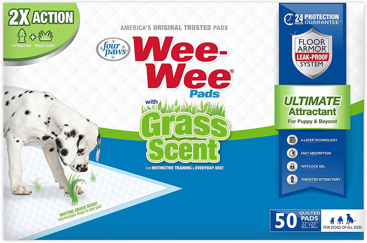 Four Paws Wee-Wee Grass Scented Puppy Pads Standard 100ct 22inx23in