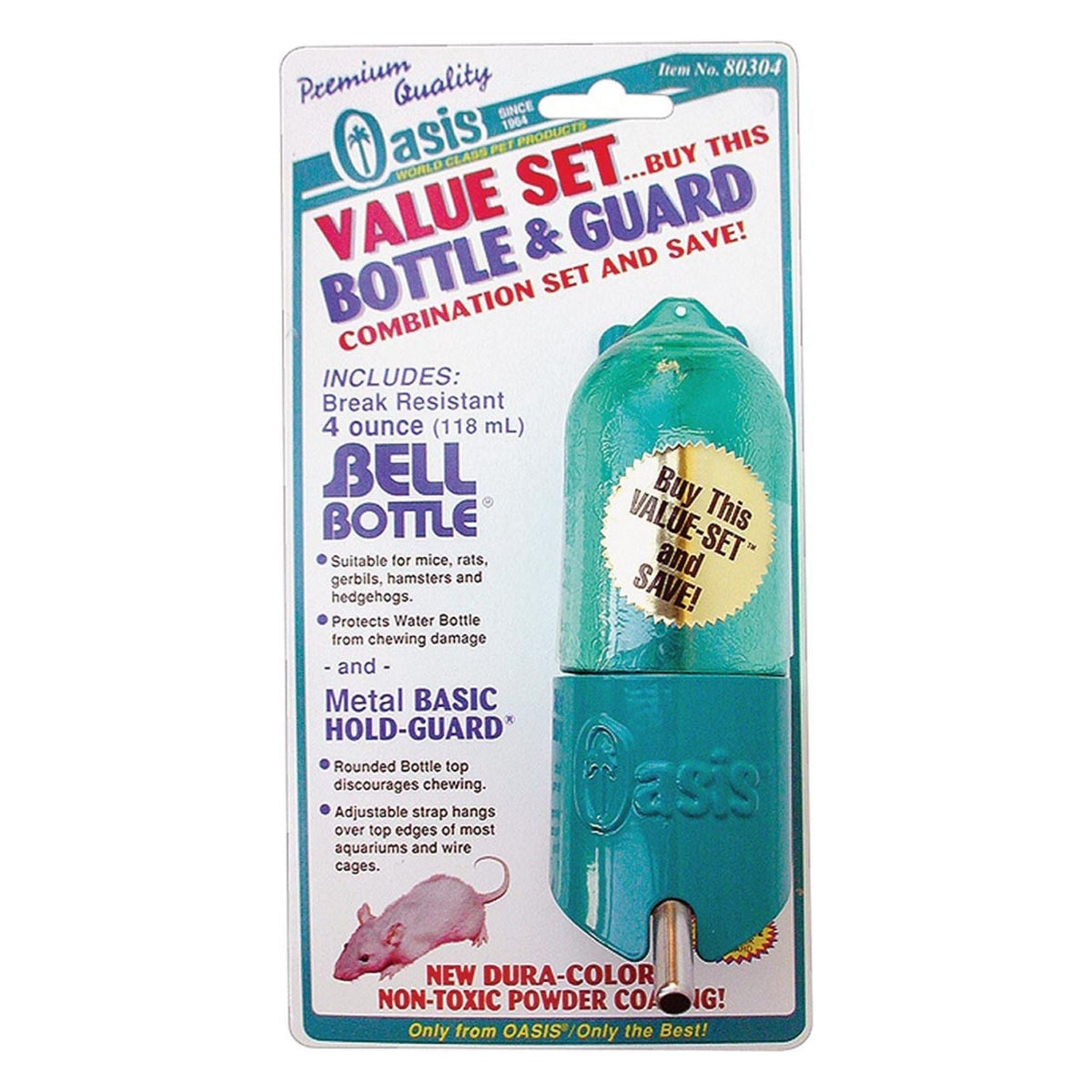 Oasis Bell-Bottle with Basic HoldGuard for Small Animals Green 1ea