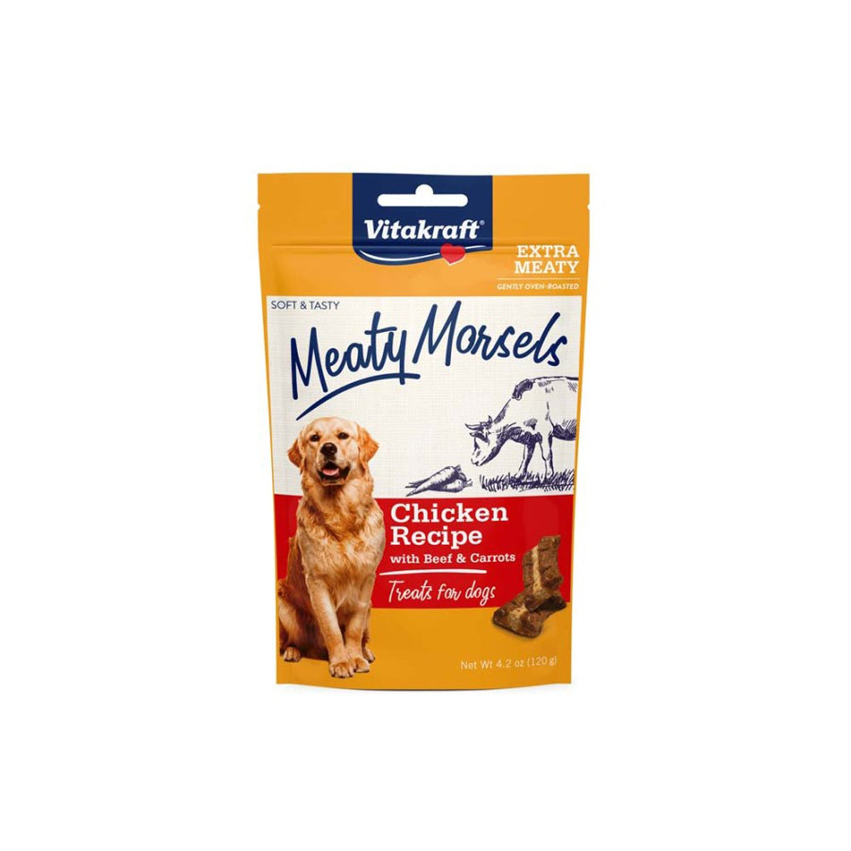 Vitakraft Meaty Morsels Chicken Recipe with Beef & Carrots Dog Treat 4.2oz