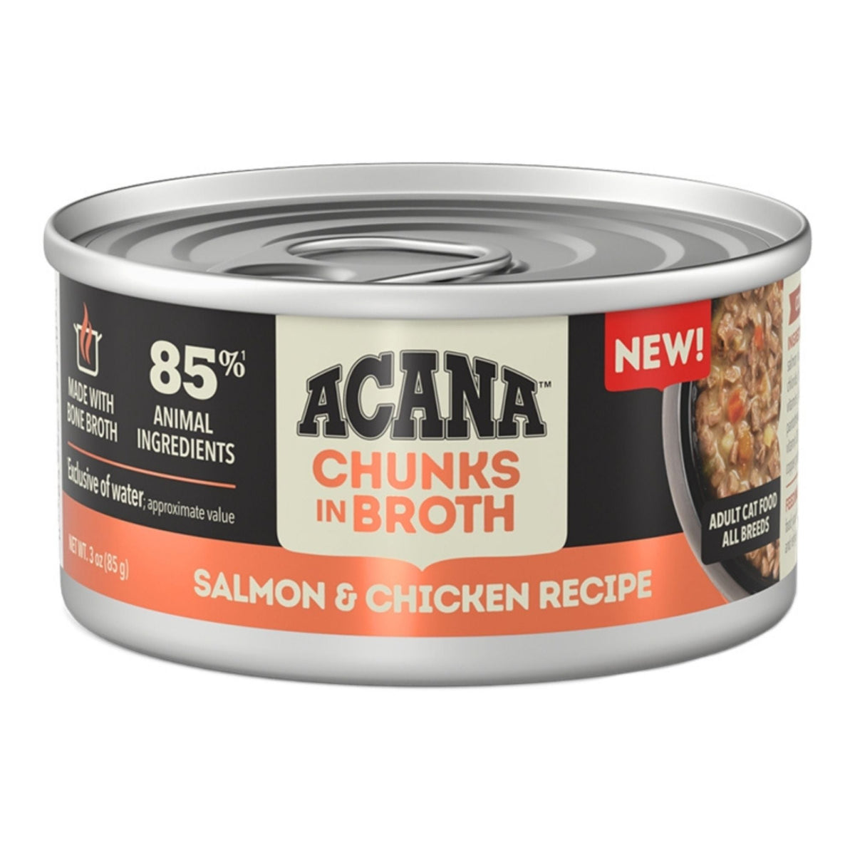 Acana Cat Grain Free Chunks In Broth Salmon & Chicken Recipe 3oz. (Case of 24)
