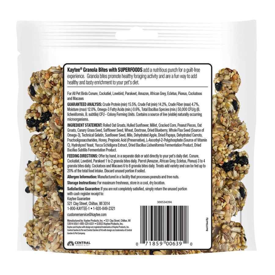 Kaytee Super Food Granola Bites Blueberry and Flax Seed Avian Treat 4.5oz