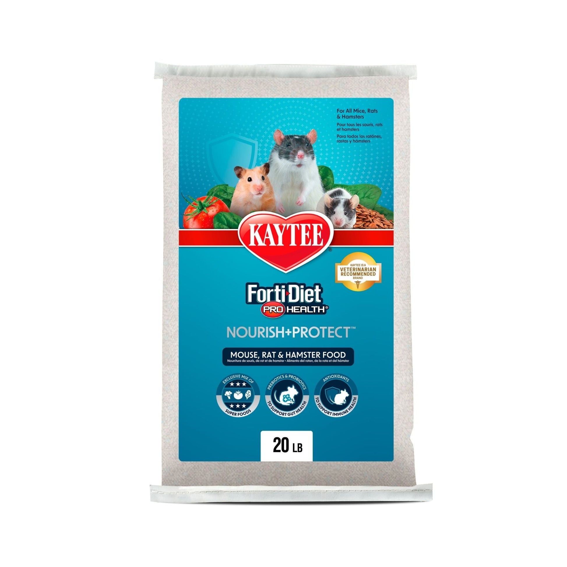 Kaytee Forti-Diet Pro Health Nourish+Protect Mouse, Rat & Hamster Food Grain blend 1ea/20 lb