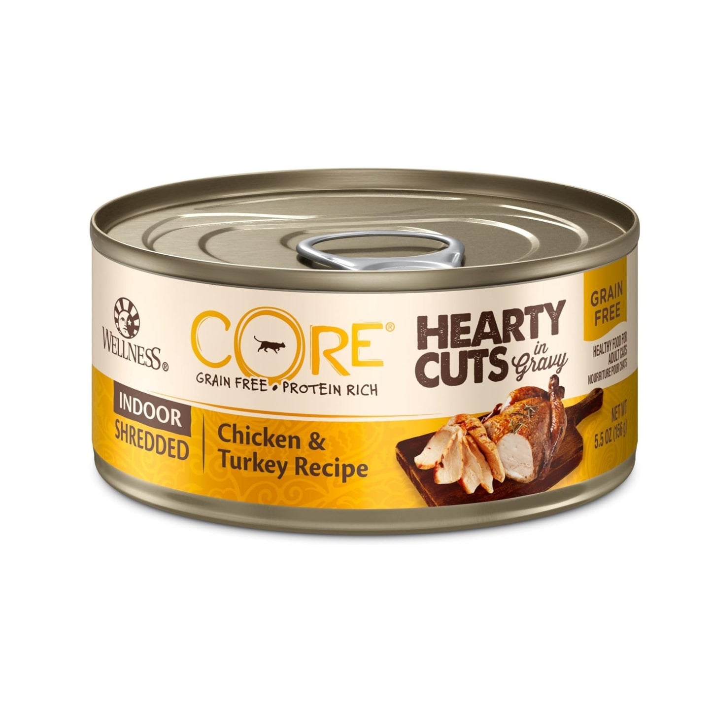 Wellness Cat Core Hearty Cuts Shredded Indoor Chicken Turkey	 5.5oz. (Case of 24)