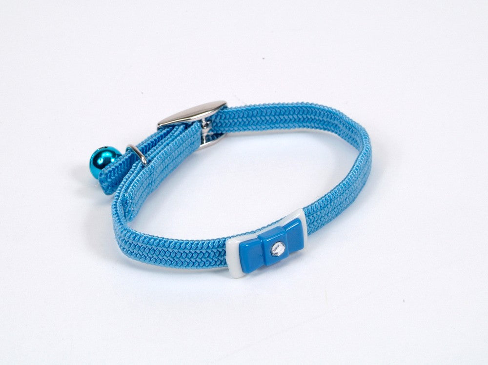 Coastal Li'l Pals Elasticized Safety Kitten Collar Jeweled Bow Lt. Blue 5/16X8in