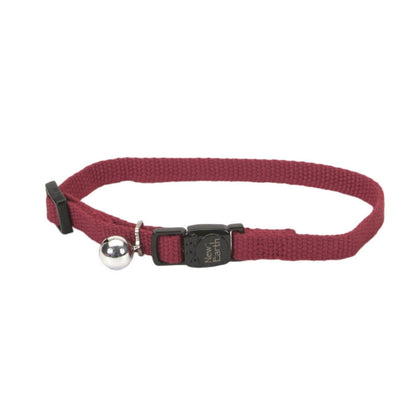 Coastal New earth Soy Adjustable Breakaway Cat Collar Cranberry 3/8X8-12In