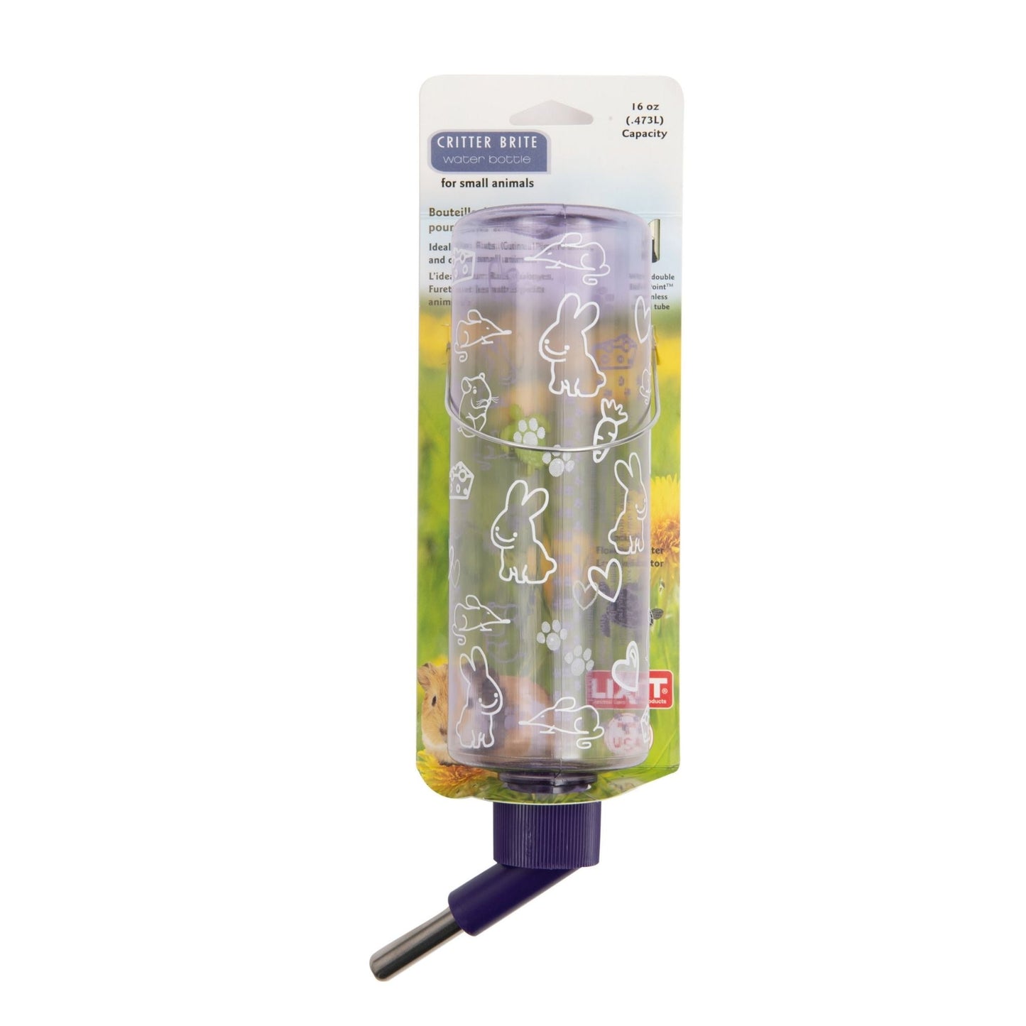 Lixit Clear Water Bottle for Small Animals Clear, Green 1ea/16oz.