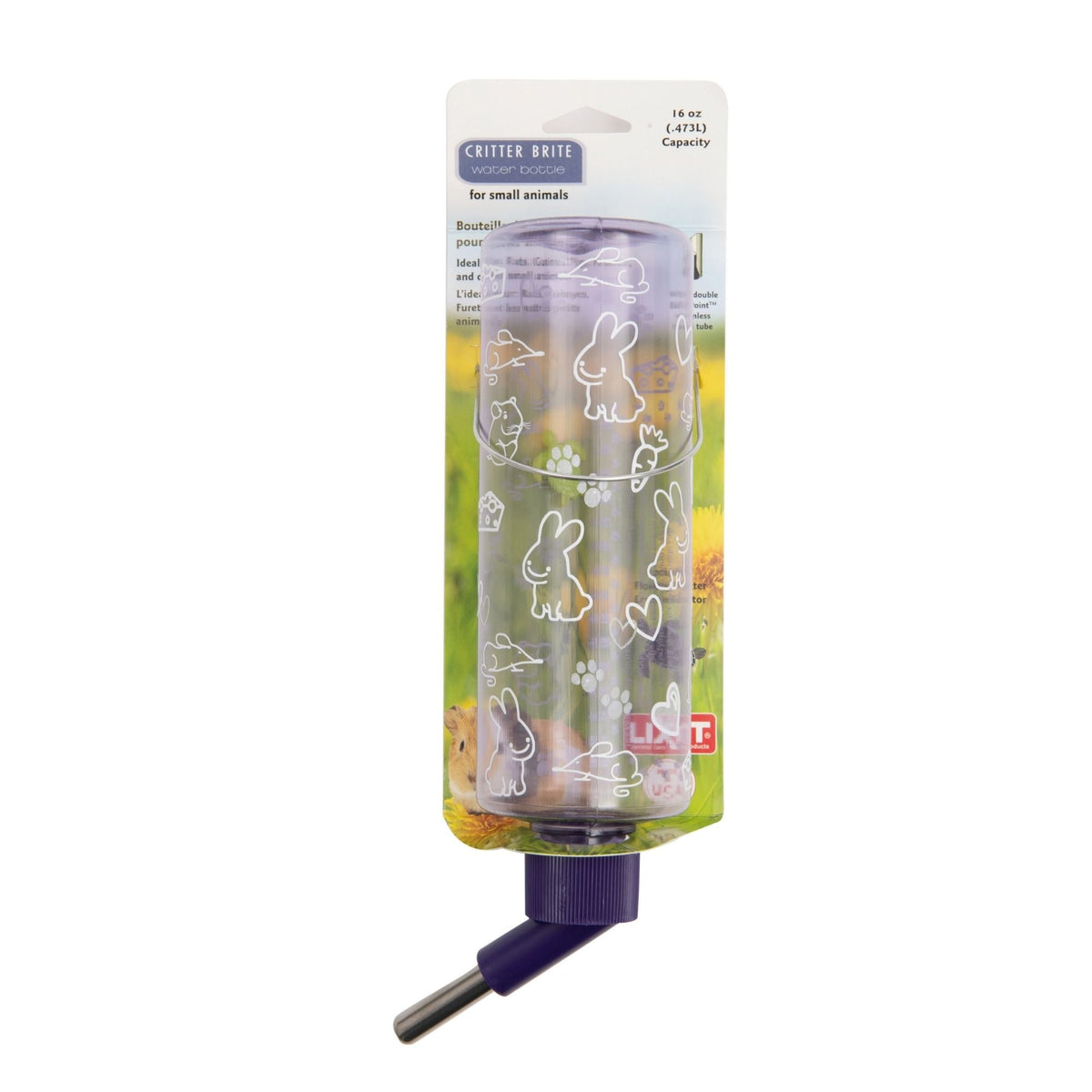 Lixit Clear Water Bottle for Small Animals Clear, Green 1ea/16oz.
