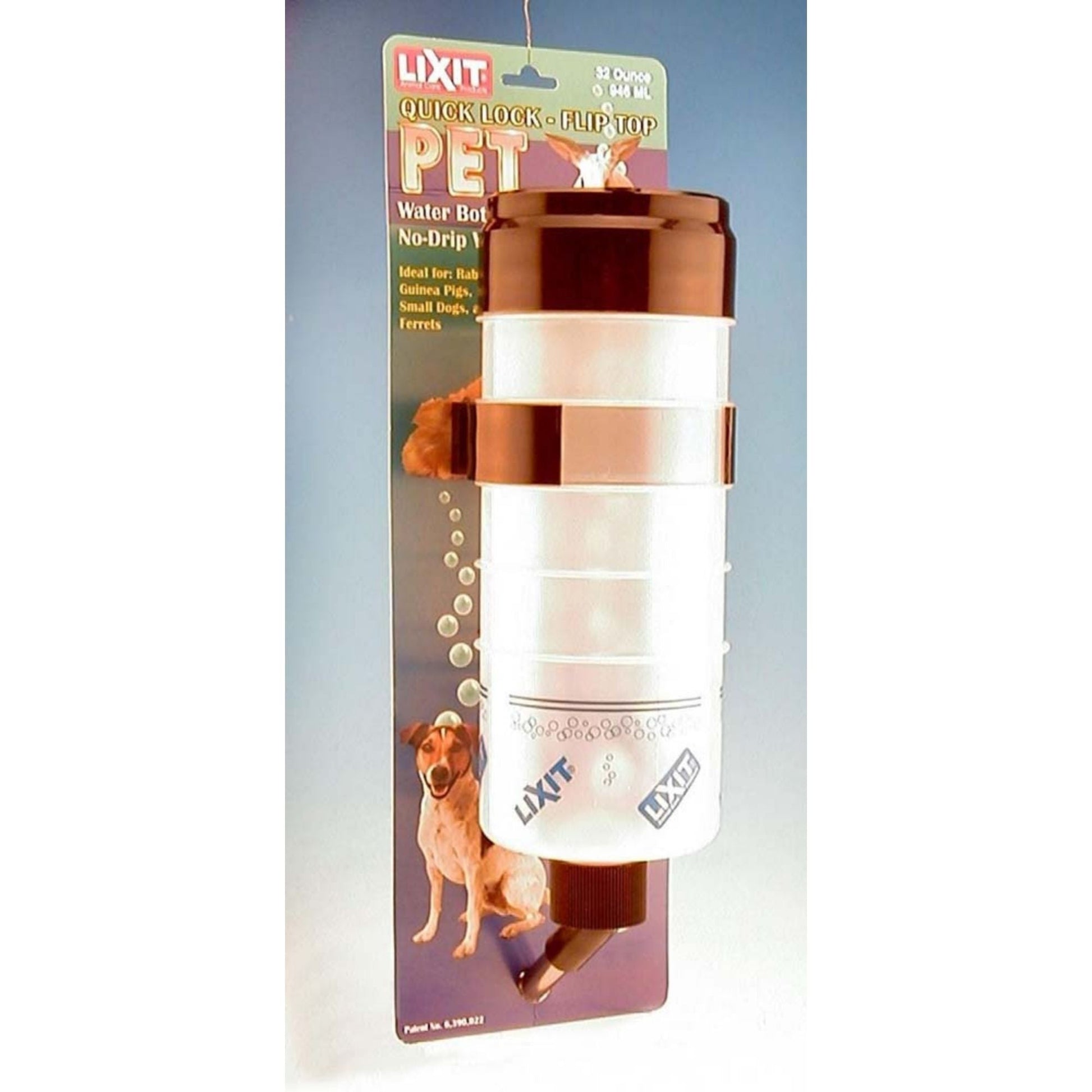 Lixit Opaque Quick Lock Flip Top Water Bottle with Valve for Small Animals White, Purple 1ea