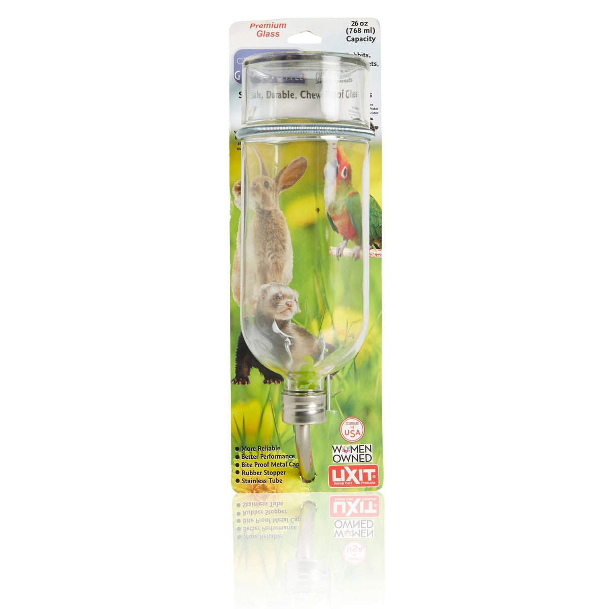 Lixit Chew Proof Glass Bottle for Small Animals Clear 1ea/6oz.