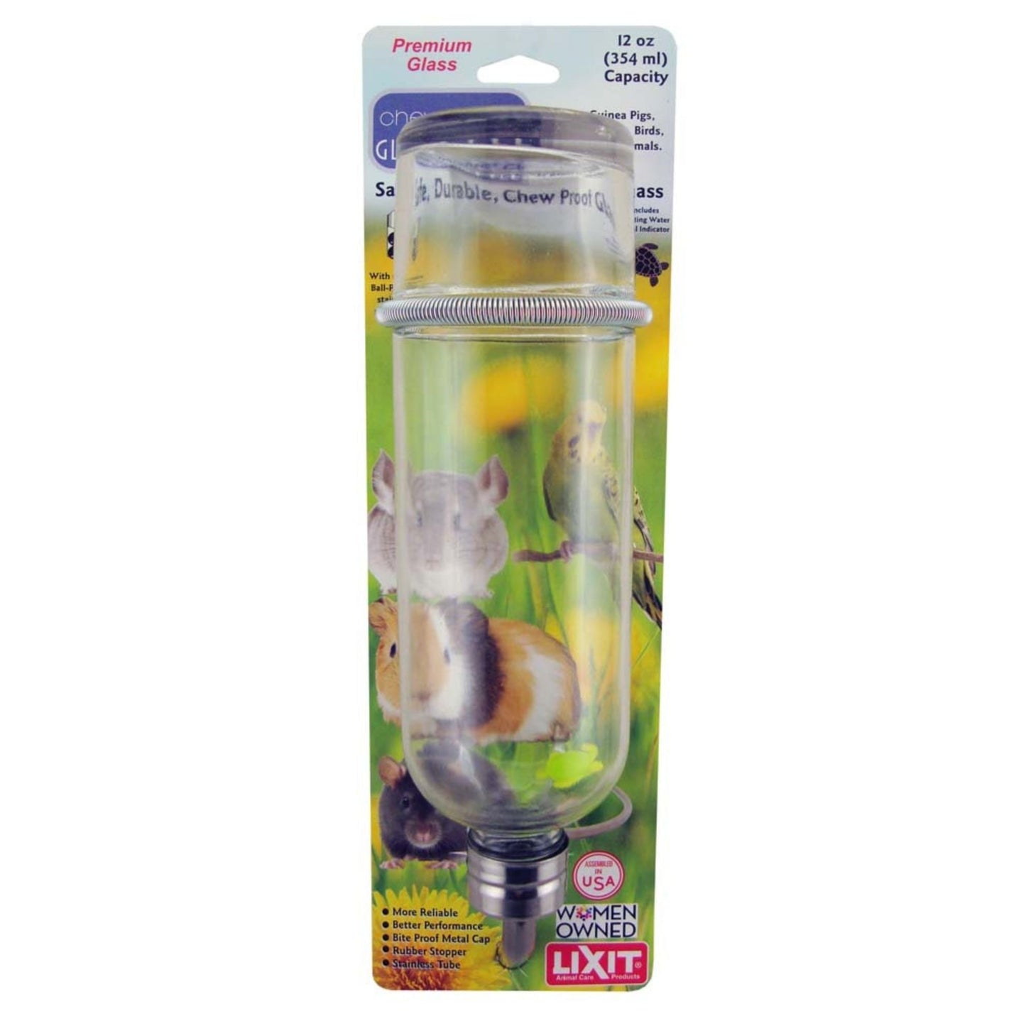 Lixit Chew Proof Glass Bottle for Small Animals Clear 1ea/12oz.