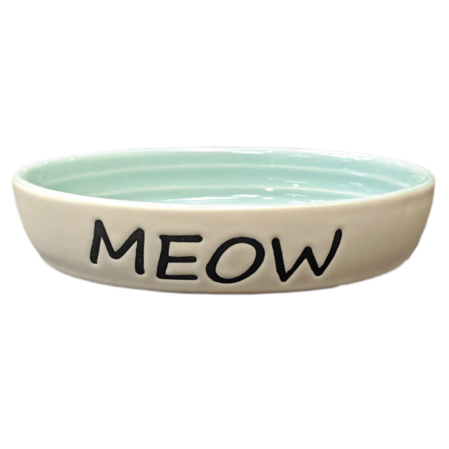 Spot Meow Oval Cat Bowl Green 6in