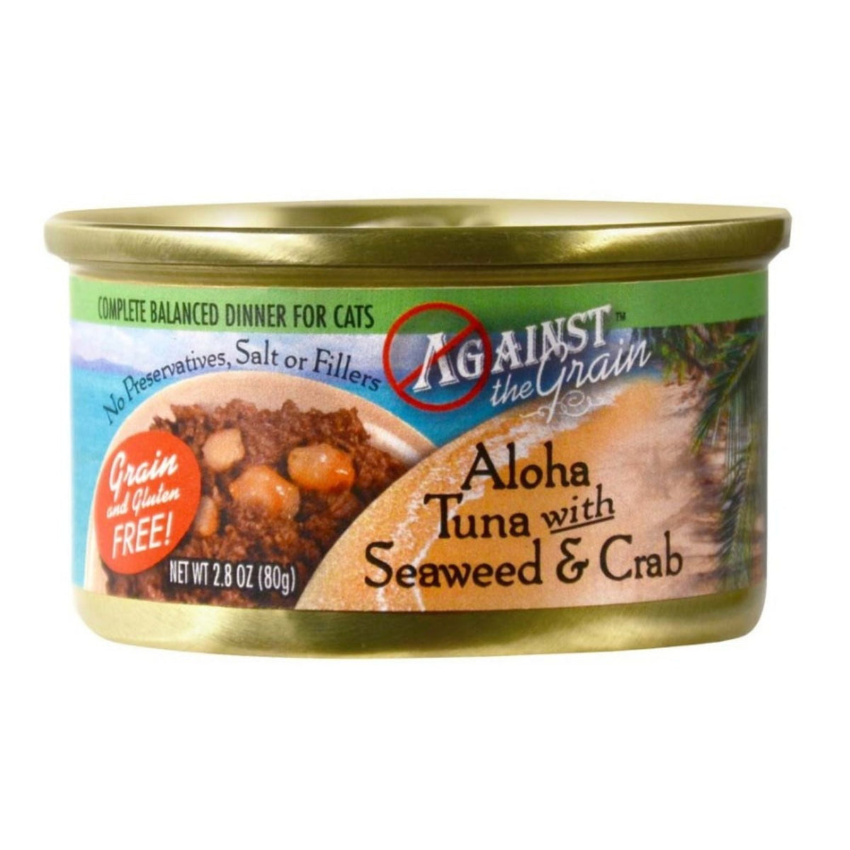 Against the Grain Aloha Tuna With Seaweed & Crab Dinner Wet Cat Food 2.8oz. (Case of 24)