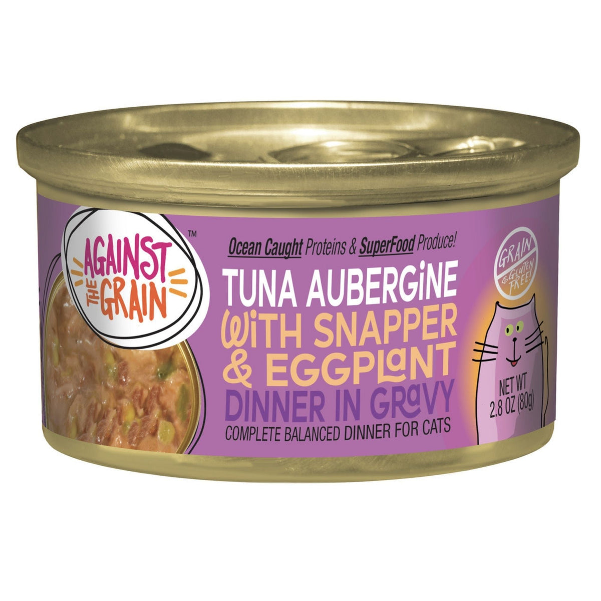 Against the Grain Tuna Aubergine With Snapper & Eggplant Dinner Wet Cat Food 2.8oz. (Case of 24)