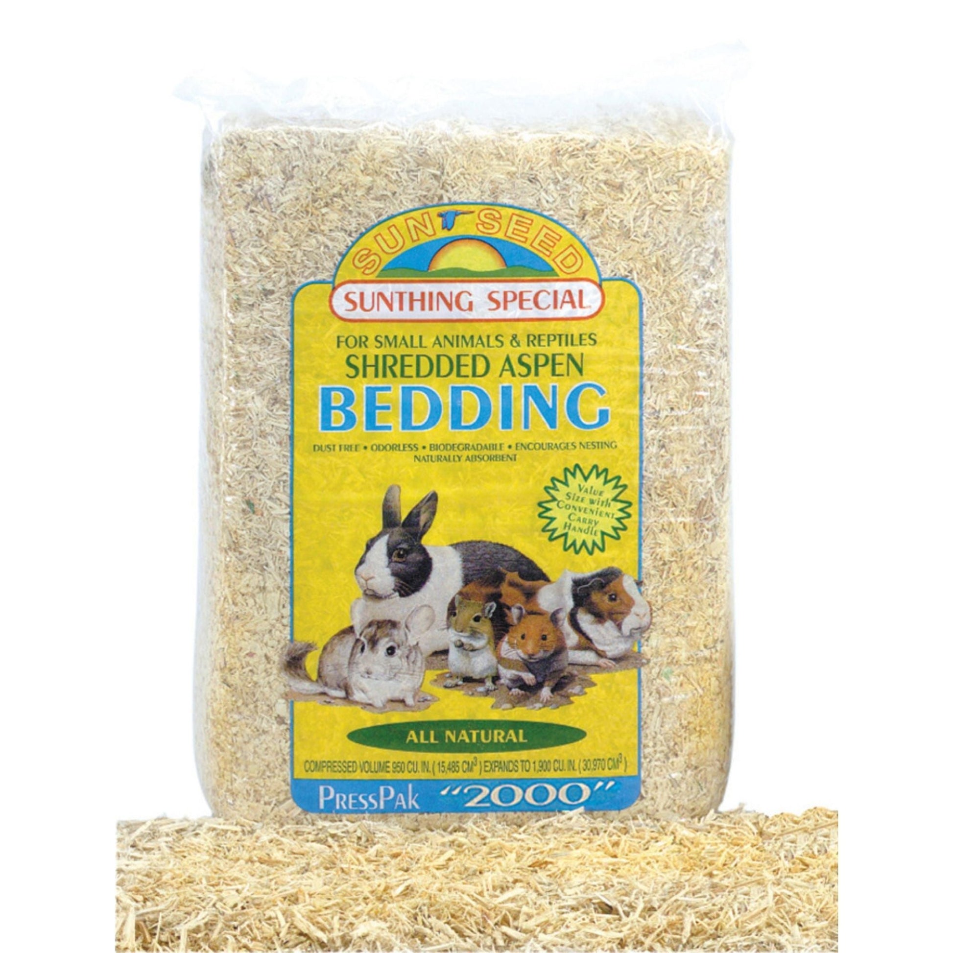Sun Seed Shredded Aspen Bedding for Small Animals Brown, 1ea/1200 cu in.