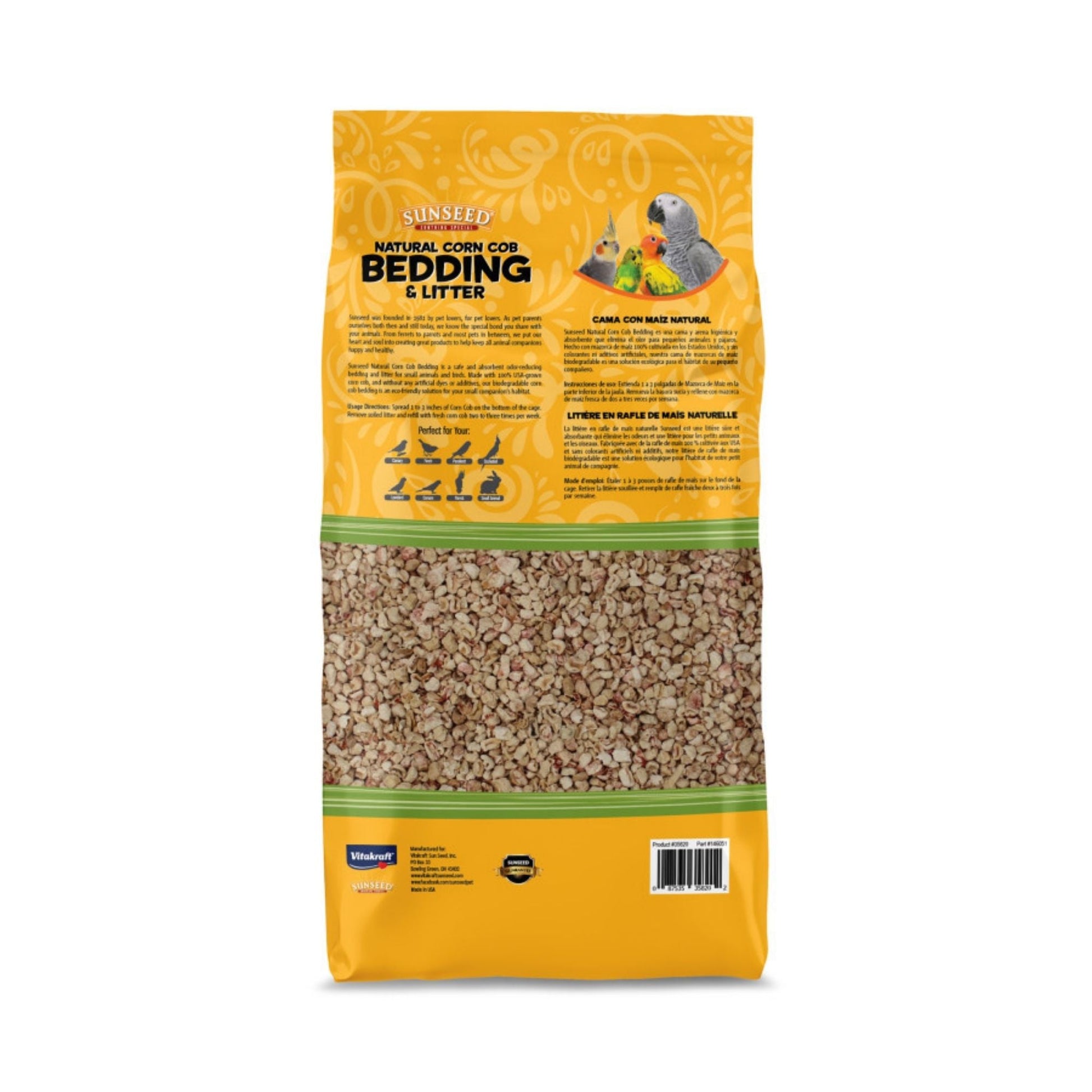 Sun Seed Natural Corn Cob Bedding for Small Animals Brown, 4ea/350 cu in.
