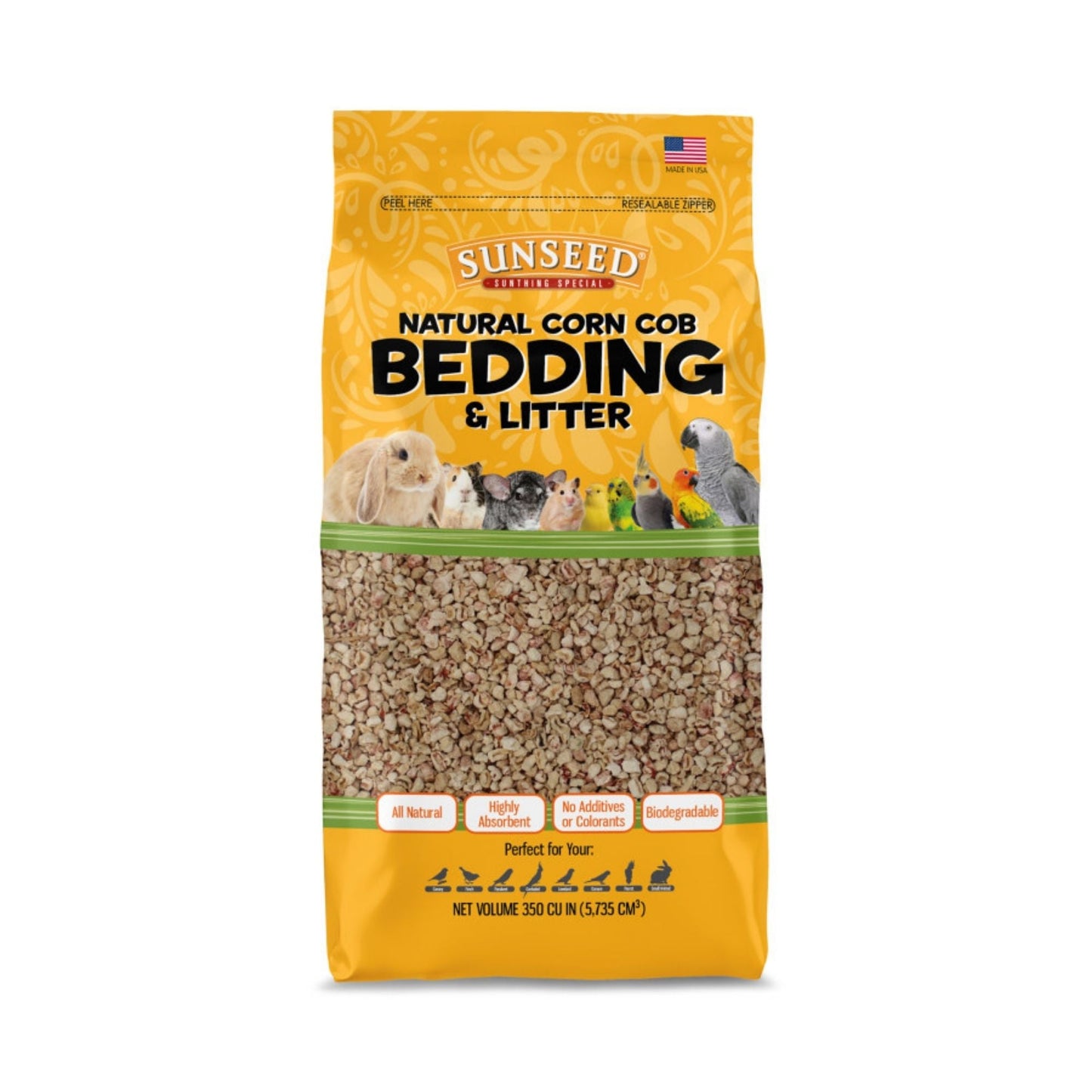 Sun Seed Natural Corn Cob Bedding for Small Animals Brown, 4ea/350 cu in.