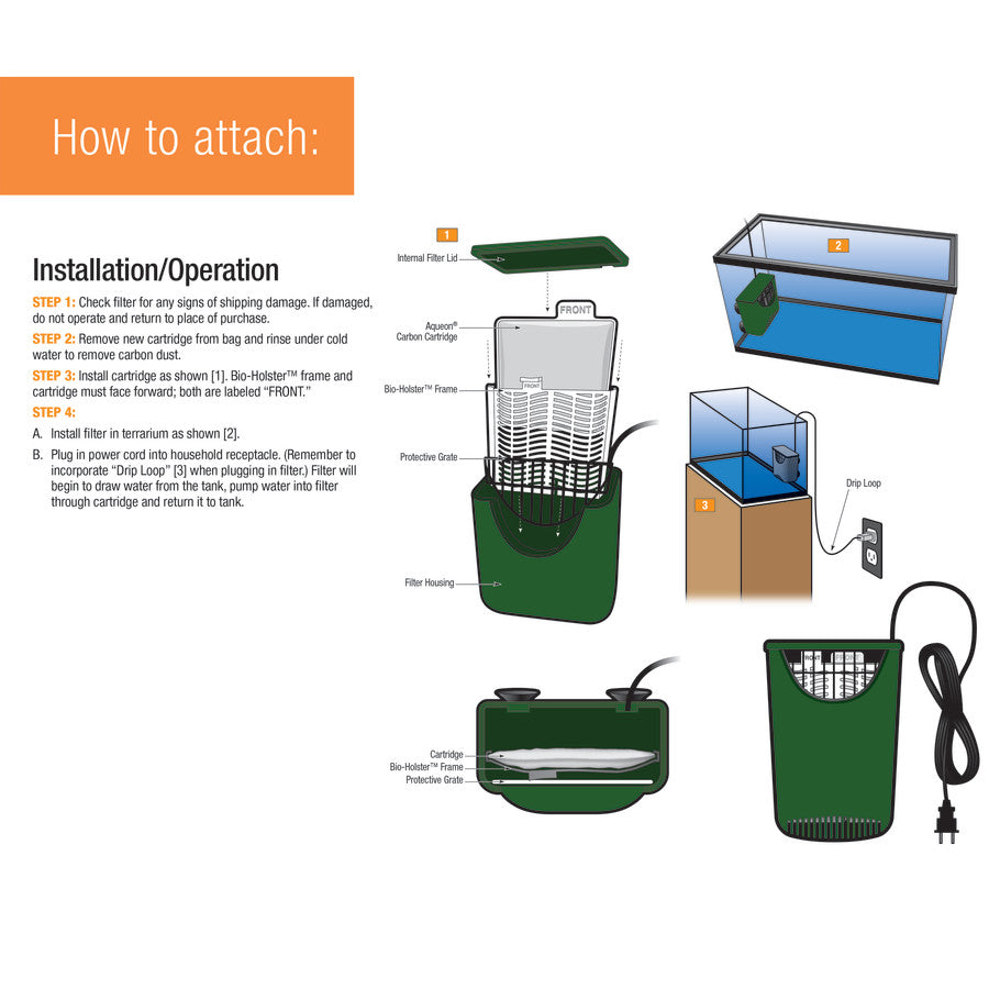 Zilla Aquatic Reptile Internal Filter Size 20