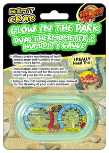 Zoo Med Hermit Crab Dual Thermometer and Humidity Gauge Glow in the Dark