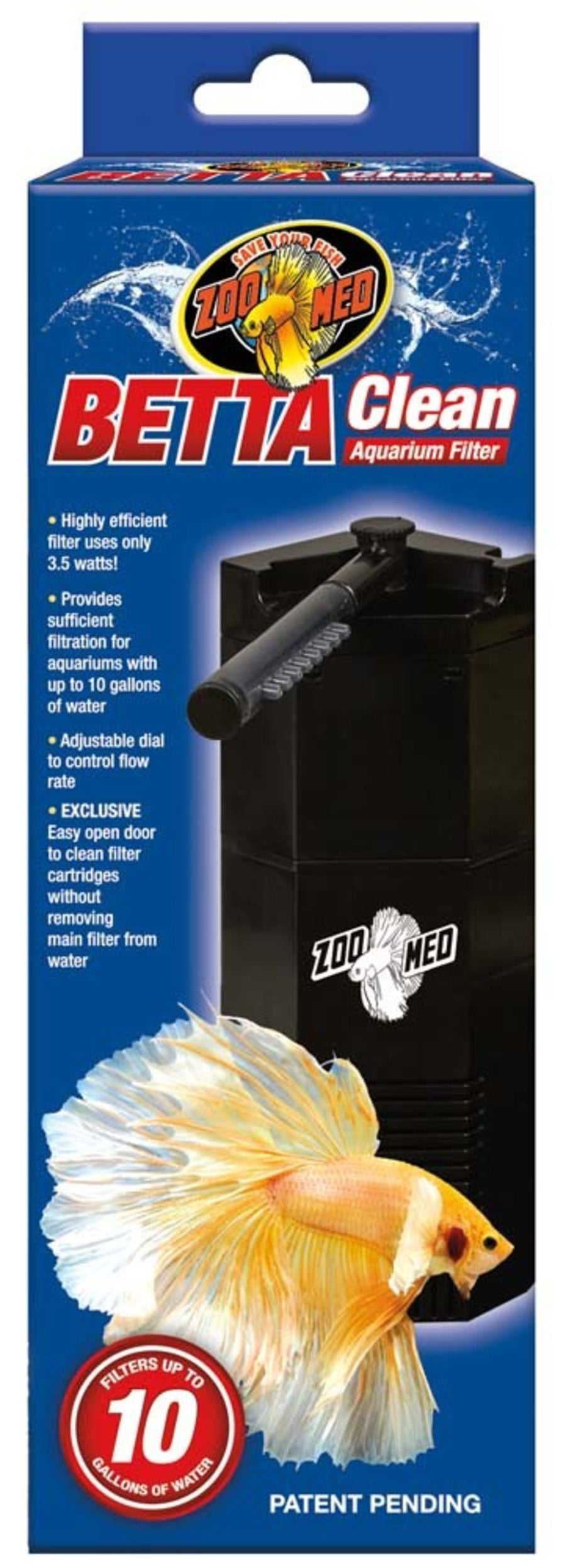 Zoo Med Betta Clean Aquarium Filter 10 Gal, Single