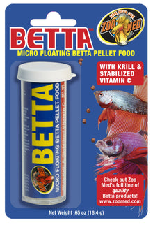 Zoo Med Micro Floating Betta Pellet Canister Fish Food .65oz