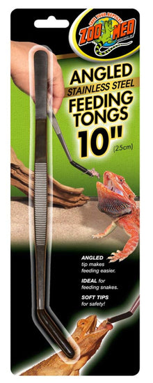 Zoo Med Angled Stainless Steel Feeding Tongs 10in
