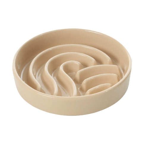 [Wave] Slow Feeder Dog Bowls - Beige / Orange