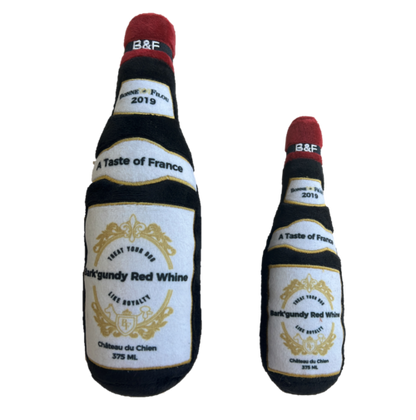 Wine Bottle Squeaky Dog Plush Toy (Bark'gundy Red Whine)