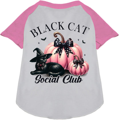 Pink and Black Cat Social Club Pet Raglan Shirt