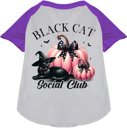 Pink and Black Cat Social Club Pet Raglan Shirt