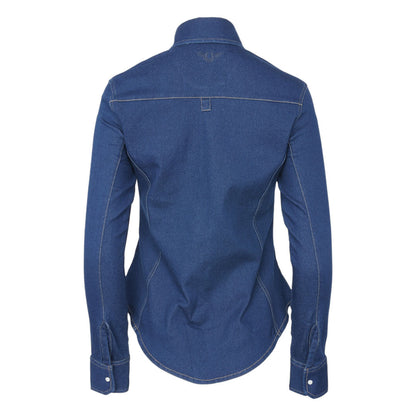 TuffRider Cody Ladies Western Denim Shirt with Covered Zip Closure and Decorative Pearl Snaps
