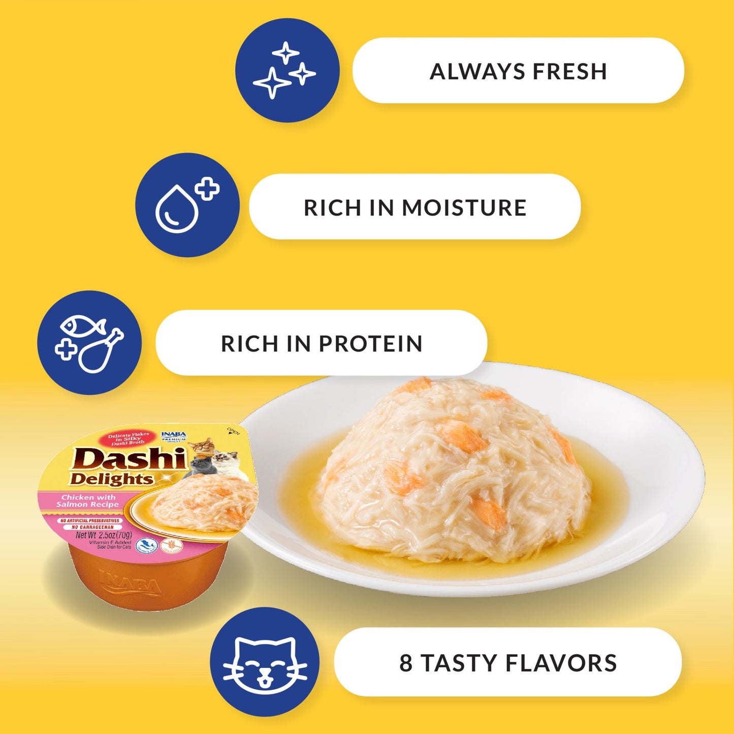 Inaba Dashi Delight 2.5oz. Chicken Tuna Salmon (6 count)