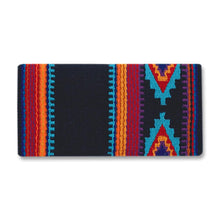 1461-7 Firecracker 36x34 New Zealand Wool Saddle Blanket BLACK TURQ ORANGE